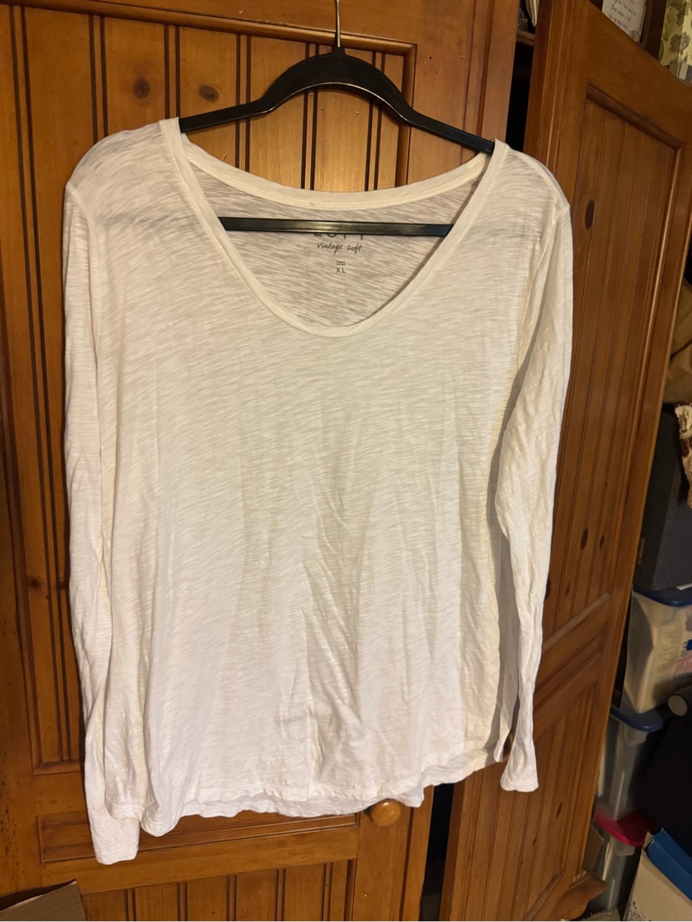 LOFT White Scoop Neck Long Sleeve Tee